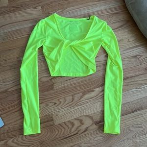 Bright neon crop top twist top